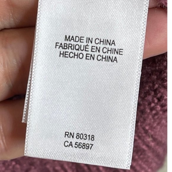 LUCKY BRAND | Mauve Chunky Open Knit Balloon Sleeve Crew Neck Sweater | Size S - Picture 8 of 13